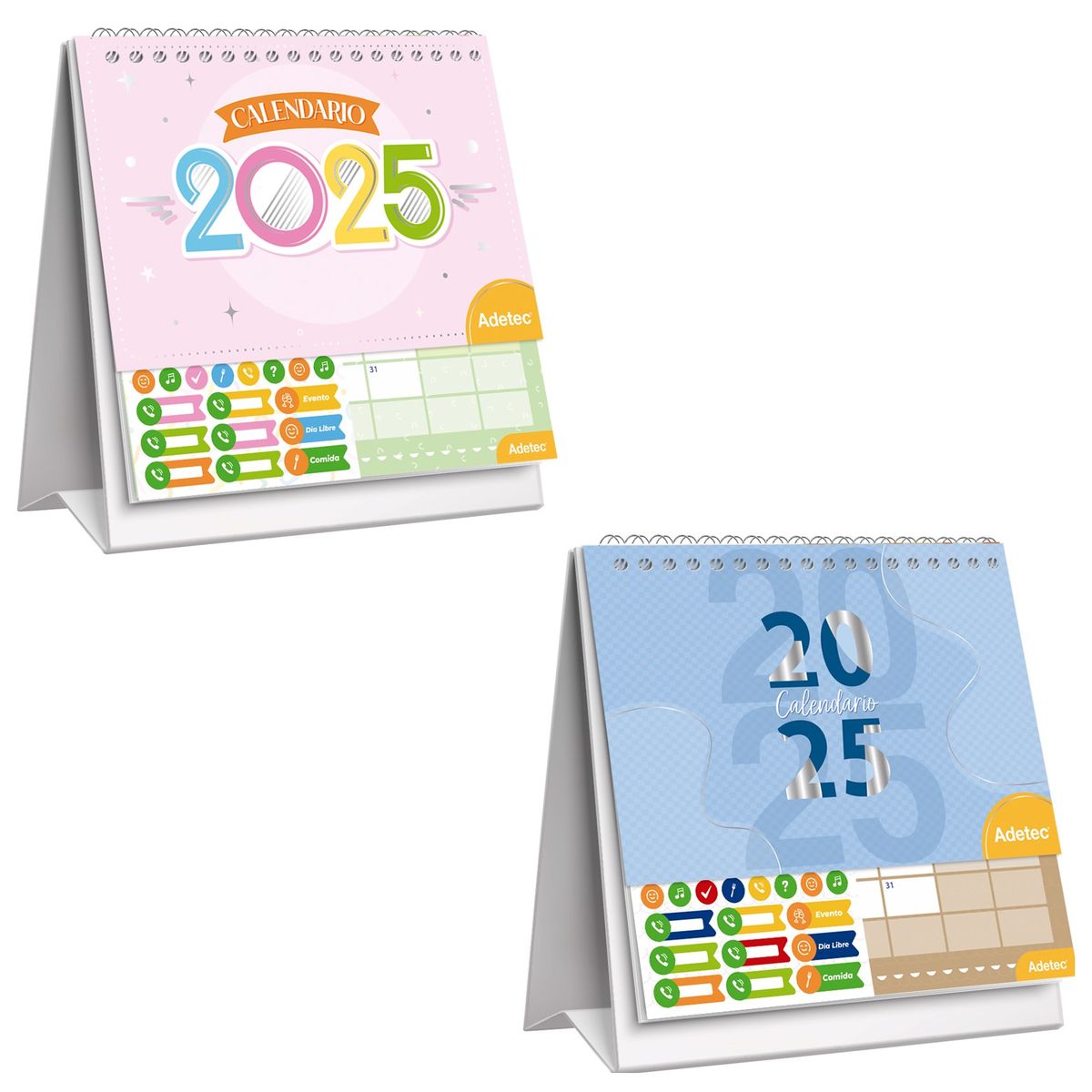 ADETEC - 2 Calendarios De Escritorio  Diseño Oficina + Stickers