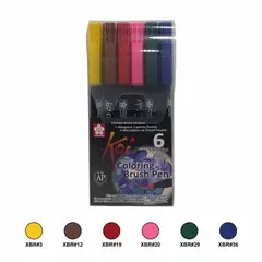 SAKURA - Set 6 marcadores punta pincel Koi colores básicos