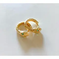 EL BAZAR DE ELLA - Aros Argollas Bañados En Oro Modelo Serpiente Con Circones