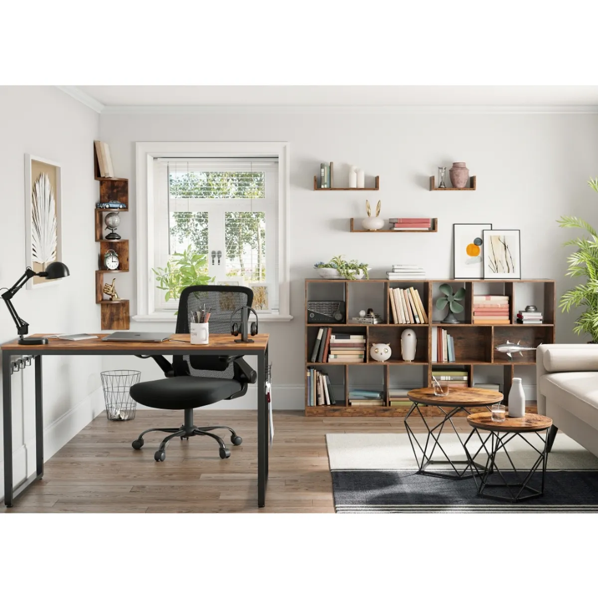 VASAGLE - Set Mesa De Centro Base Hexagonal Estilo Industrial