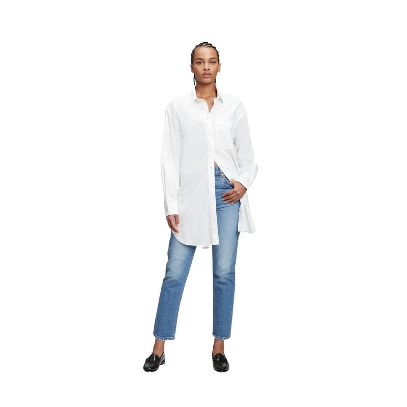 GAP - Blusa Tunica Blanco Mujer GAP