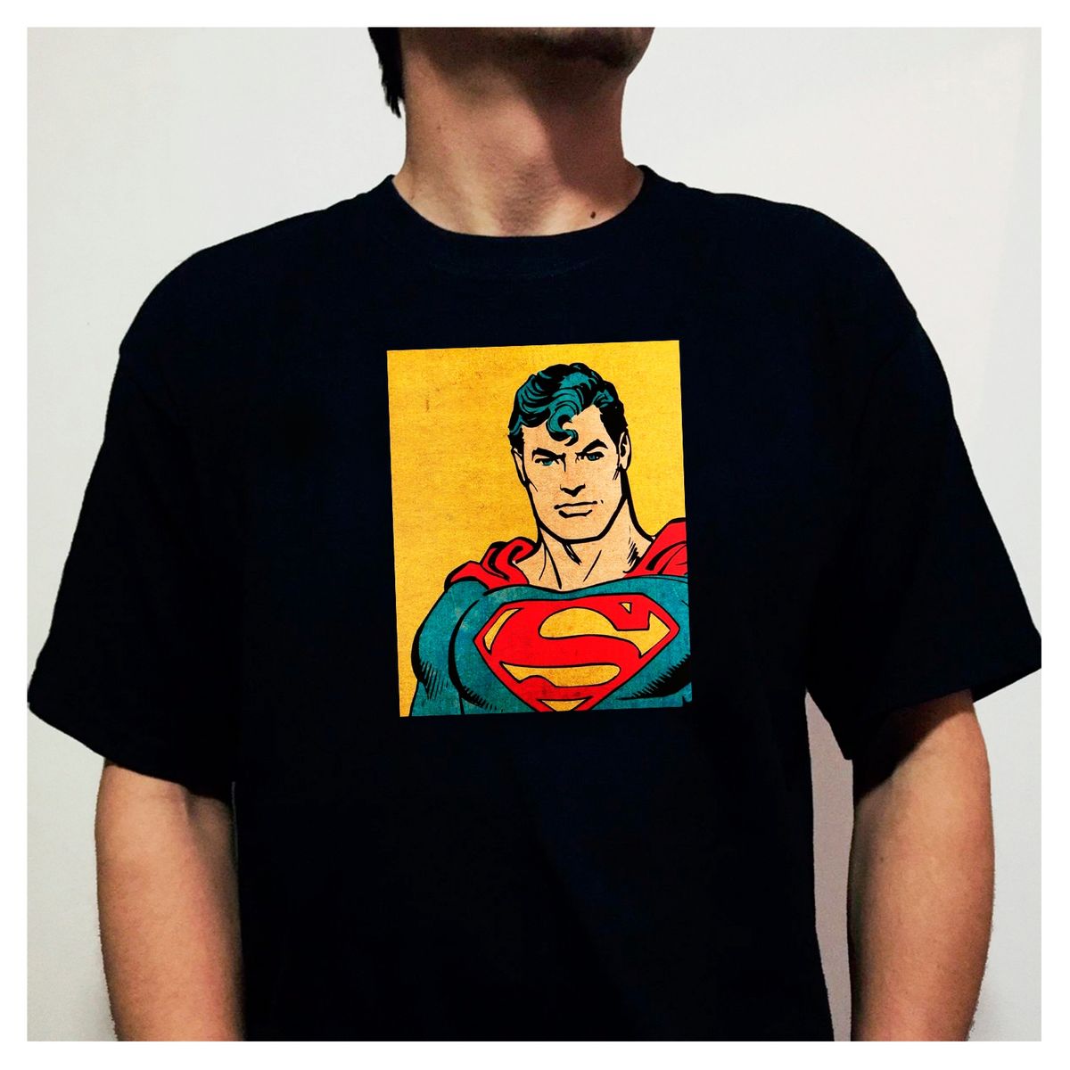 GENERICO - POLERA NEGRA POP ART SUPER MAN