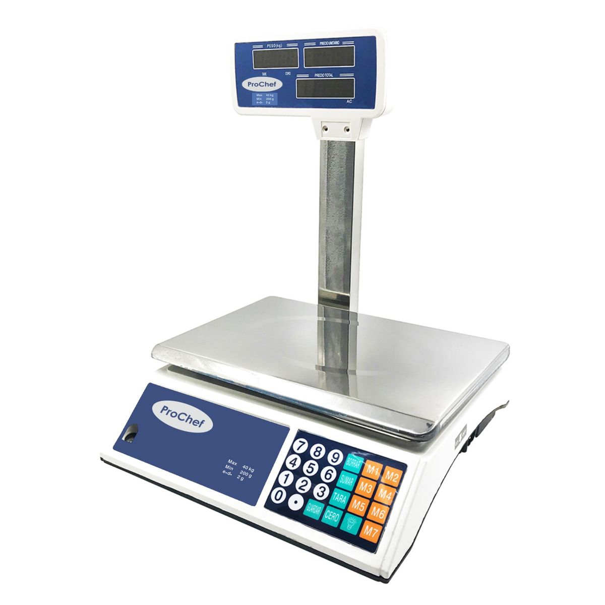 PROCHEF - Balanza Pesa Digital ProChef 40 Kg. x 2 Gr. Con Visor Aereo. Bateria