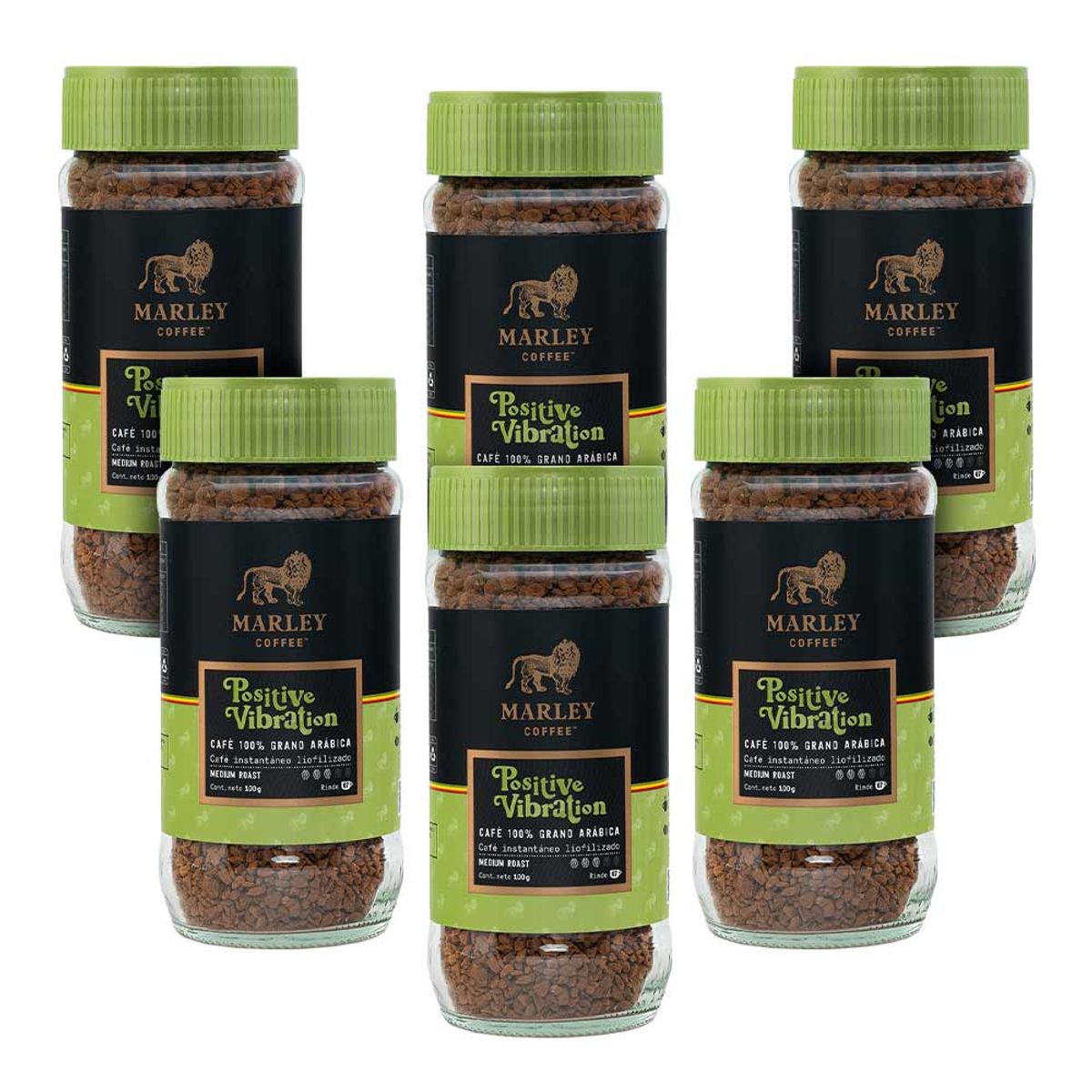 MARLEY COFFEE - Pack 6x Café liofilizado Positive Vibration 100 g