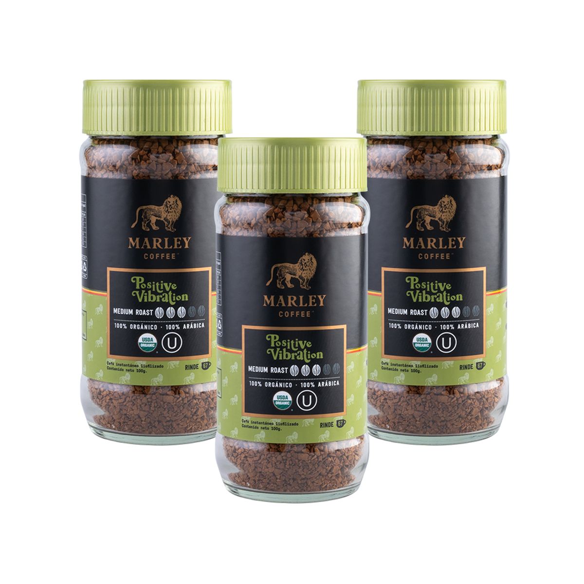 MARLEY COFFEE - Pack 3x Café liofilizado Positive Vibration 100 g