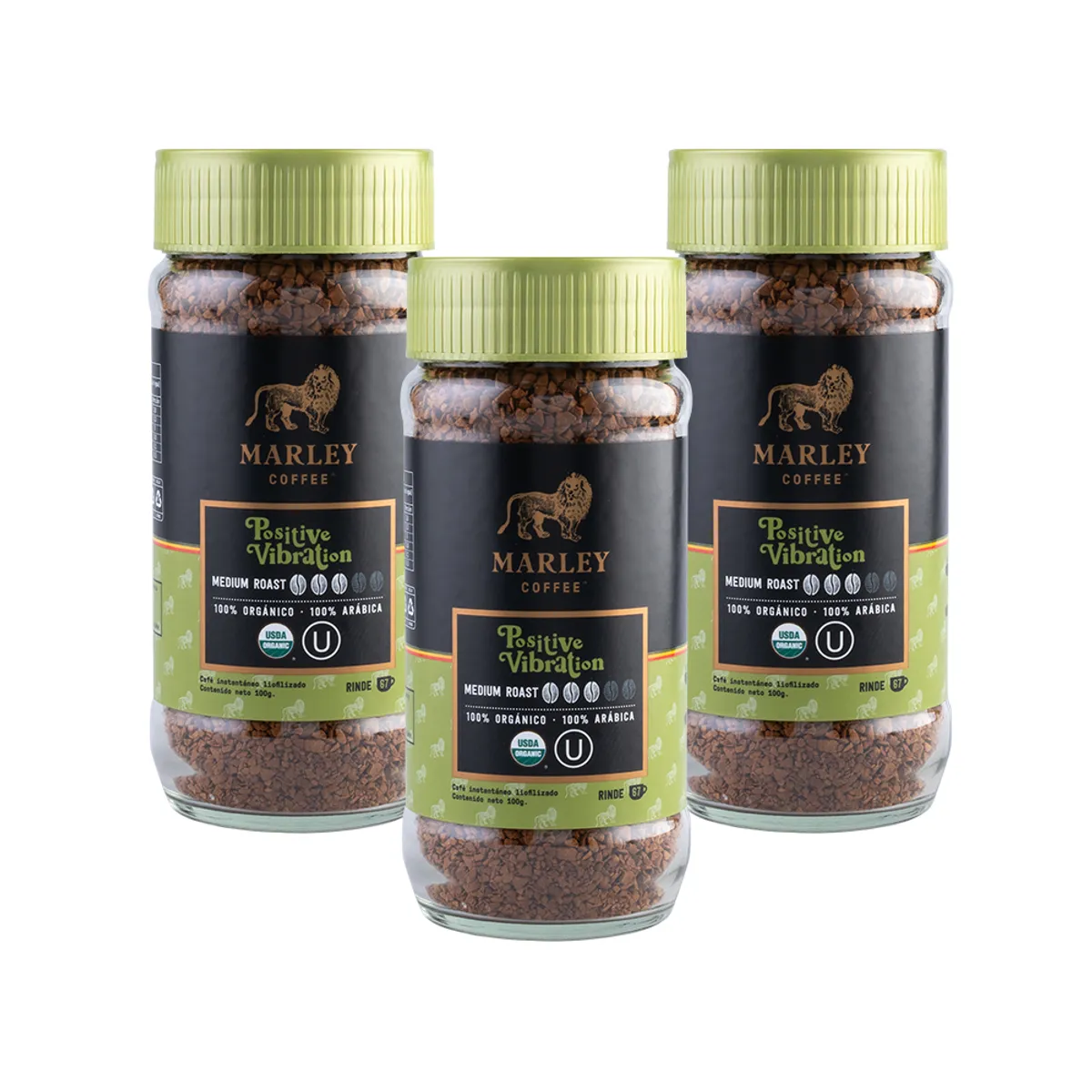 MARLEY COFFEE - Pack 3x Café liofilizado Positive Vibration 100 g