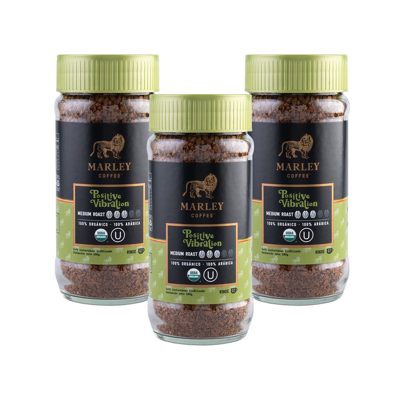 MARLEY COFFEE - Pack 3x Café orgánico liofilizado Positive Vibration 100 g