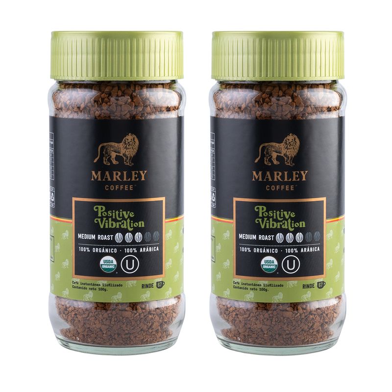 MARLEY COFFEE - Pack 2x Café orgánico liofilizado Positive Vibration 100 g