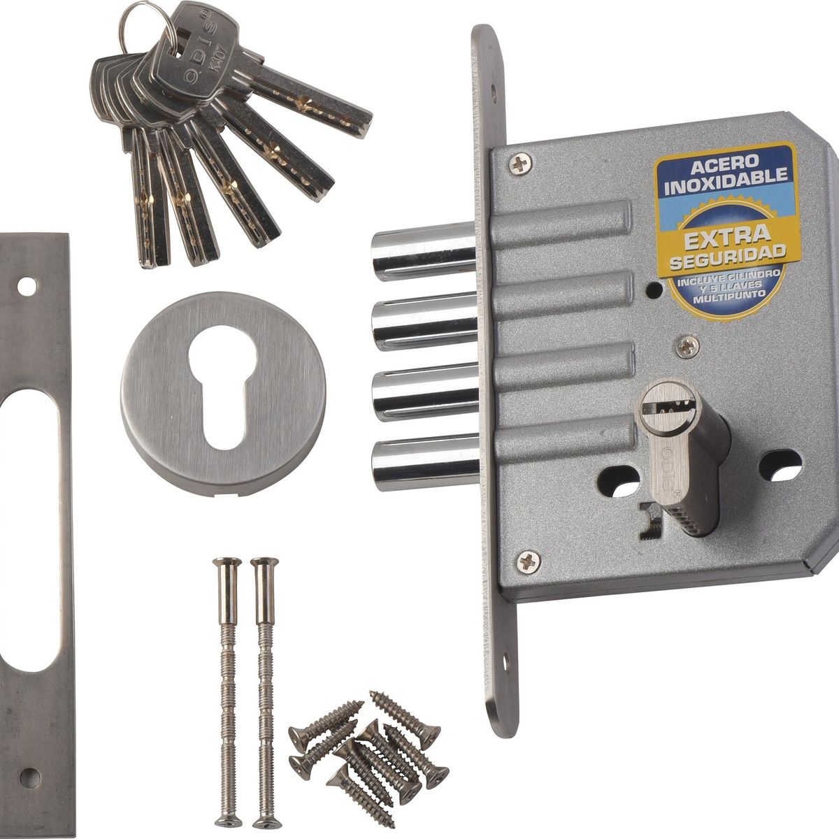ODIS - Cerrojo Embutir Odis 600 Llave-Llave - Plata