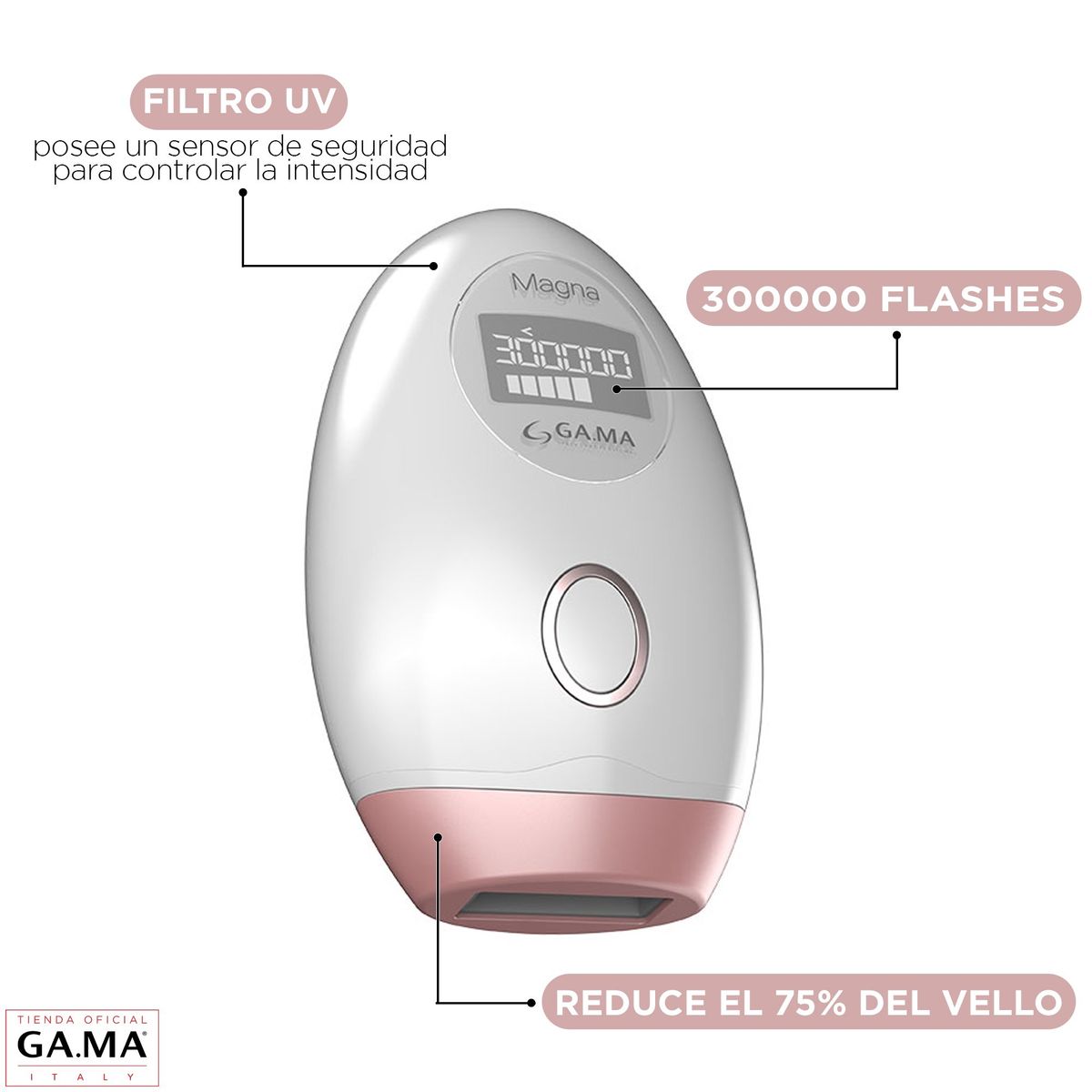 GAMA - Depiladora IPL Laser Gama Magna 300 Mil Flashes Permamente Definitiva