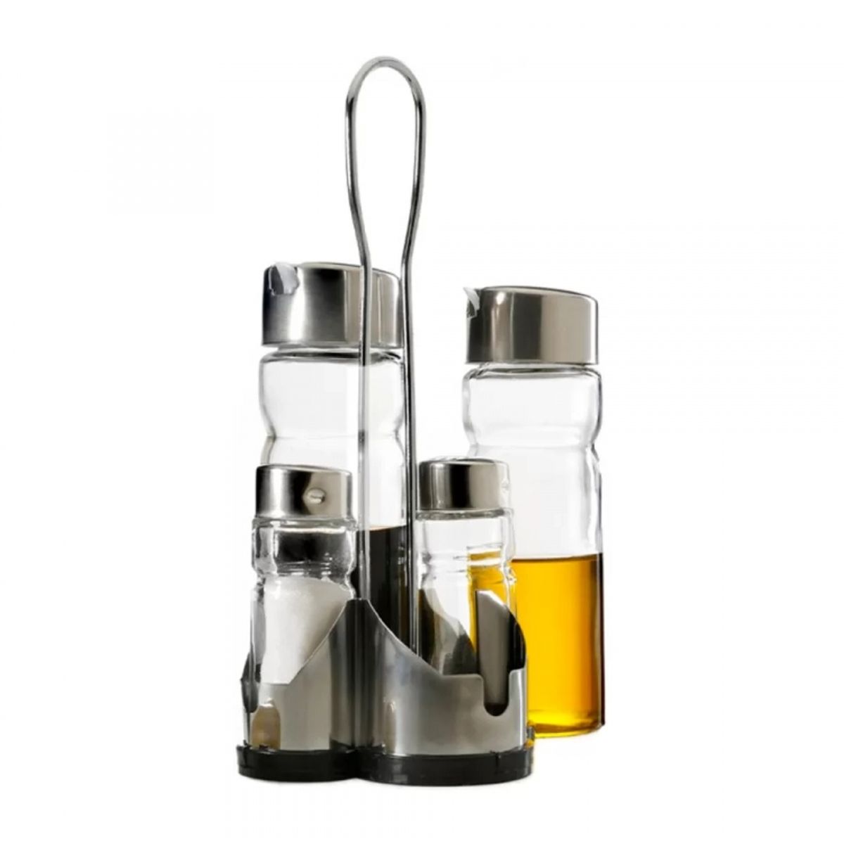 GENERICO - Set Alcuza Aceitero Salero Limon Vinagre Pimienta 4 Piezas