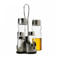 GENERICO - Set Alcuza Aceitero Salero Limon Vinagre Pimienta 4 Piezas