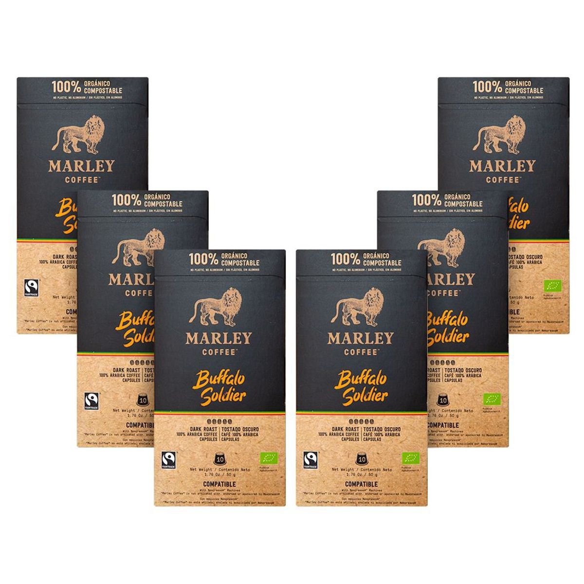 MARLEY COFFEE - Pack 6x estuches Cápsulas Buffalo Soldier · Nespresso®️ compatible