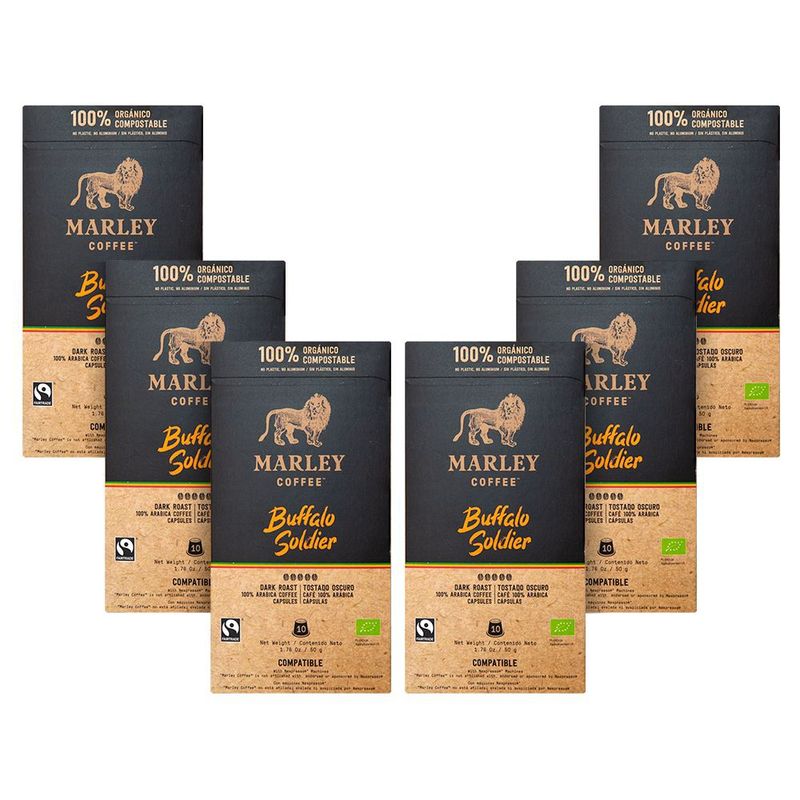 MARLEY COFFEE - Pack 6x estuches Cápsulas Buffalo Soldier · Nespresso®️ compatible