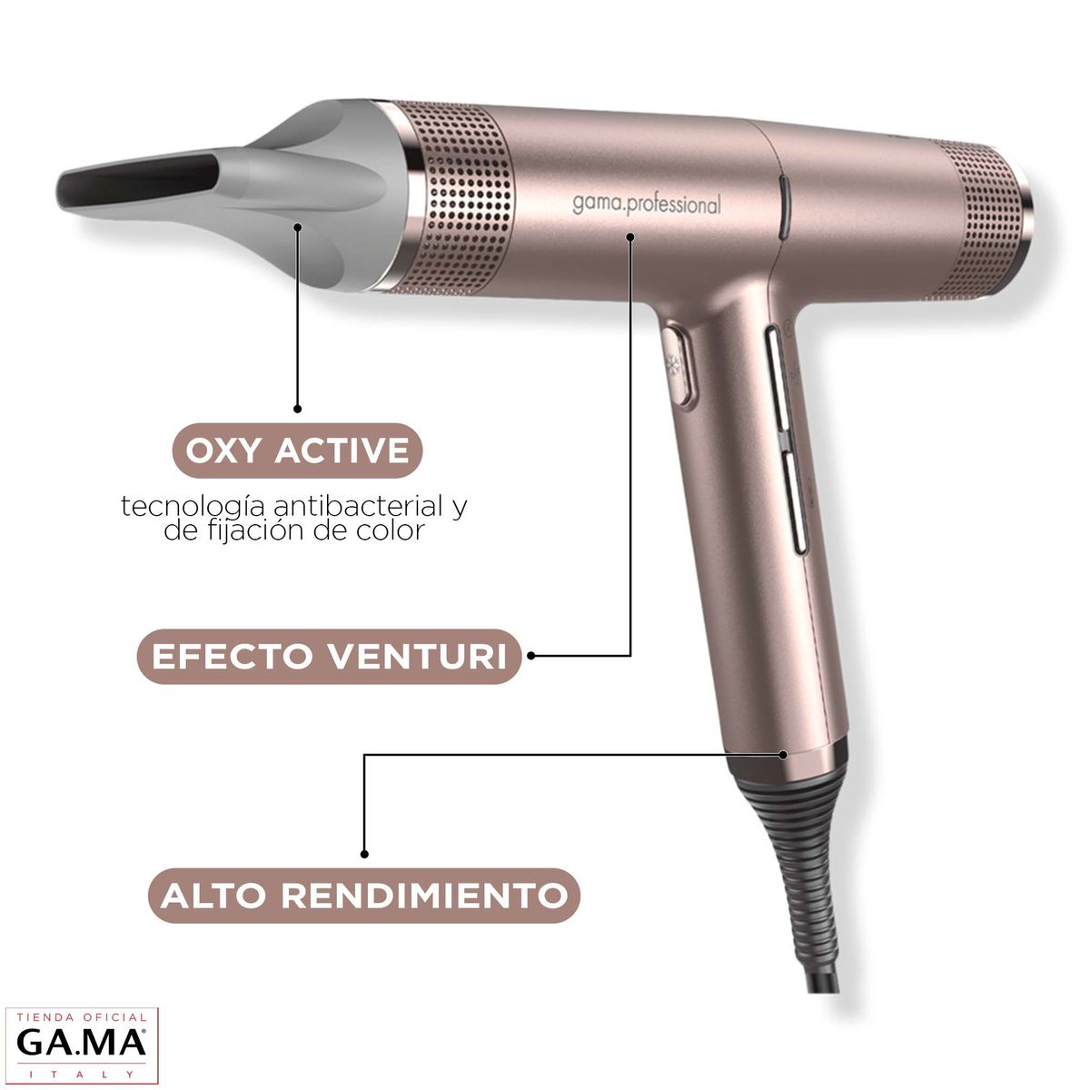 GAMA - Secador de Pelo Gama IQ Perfetto Profesional Ultra Liviano Rose
