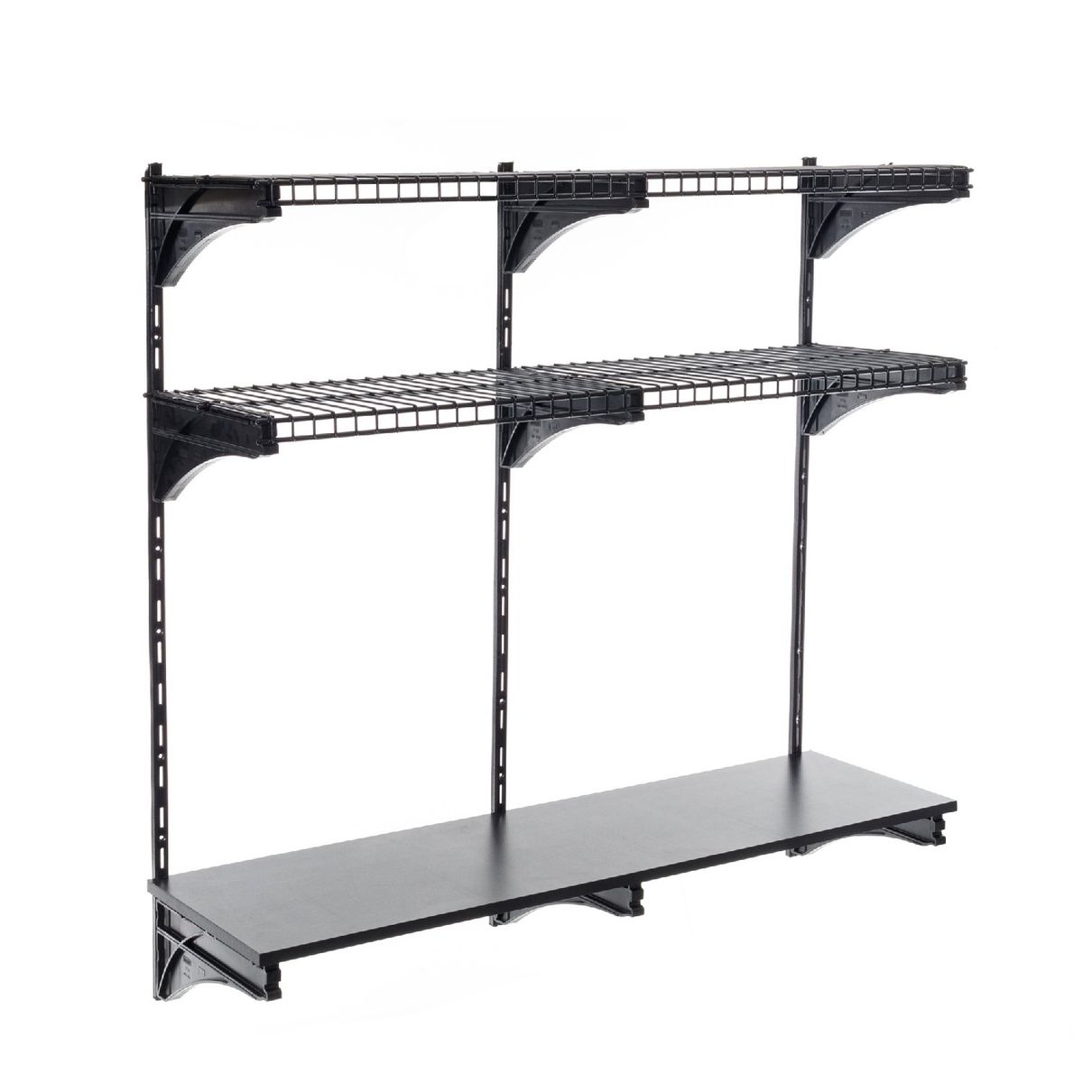 METALTRU - Kit escritorio con repisas negro.