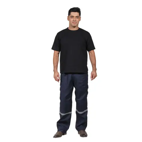 90 GRADOS - Pantalón Poplin Trabajo Cargo Azul Marino Con Reflectante