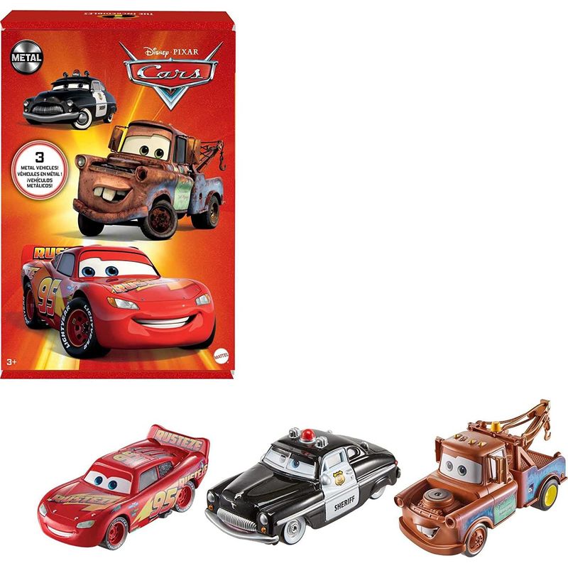 MATTEL - Set De Autos Película Cars Rayo Mcqueen Sheriff Mater Mattel