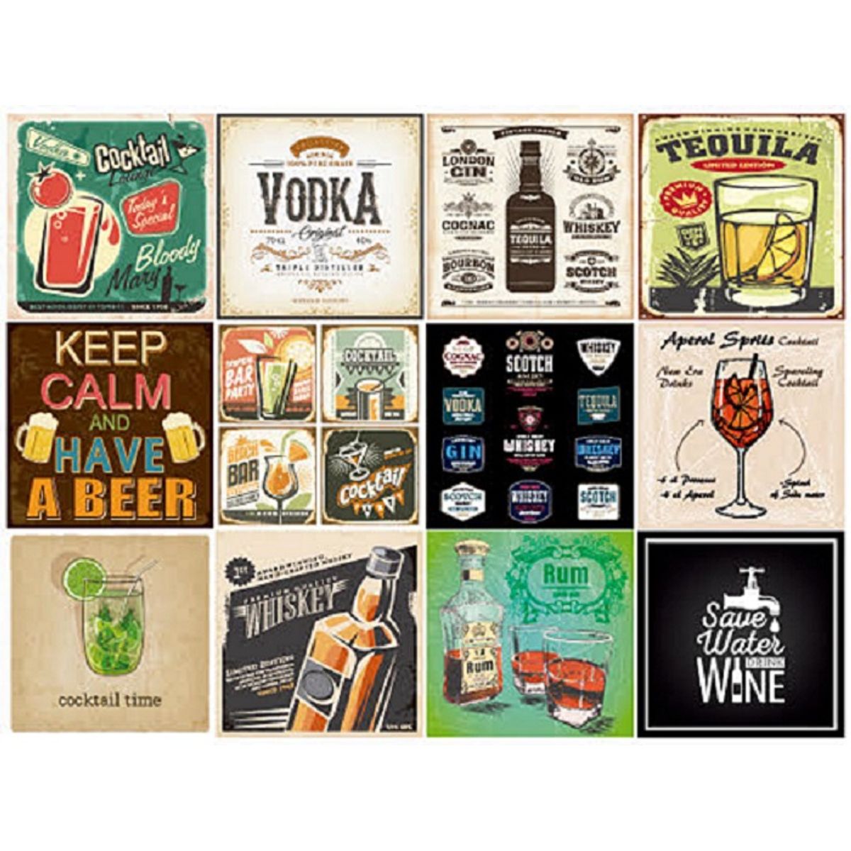 DEKOFIX - Azulejos autoadhesivos decorativos Vintage Drinks