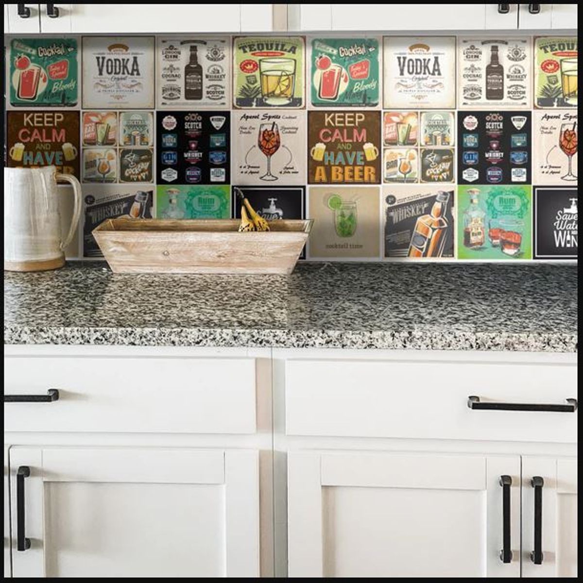 DEKOFIX - Azulejos autoadhesivos decorativos Vintage Drinks