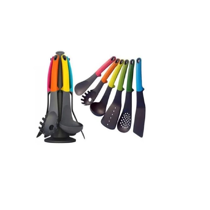 GENERICO - Set 6 Utensilios De Cocina Antiadherentes Mango De Silicona