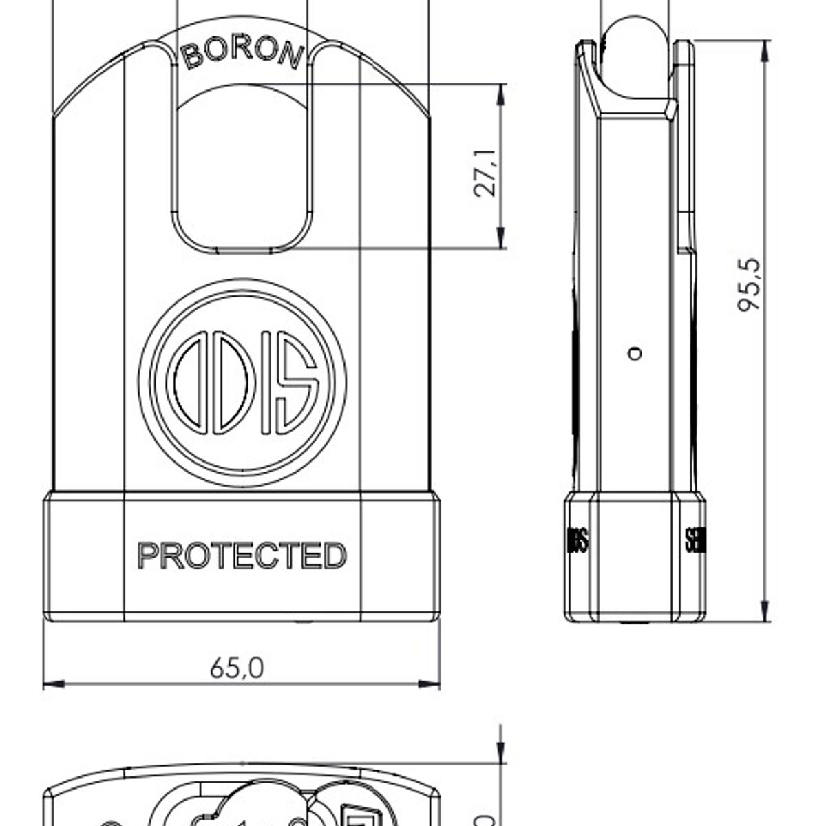 ODIS - Candado Odis M60S Protected 63mm Hombros - Negro