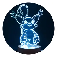 3DILUTION - Lámpara Ilusion 3d Gatomon Digimon Adventure Base Madera