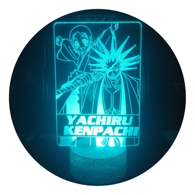 3DILUTION - Lámpara Ilusion 3d Yachiru y Kenpachi Bleach Base Agrietada