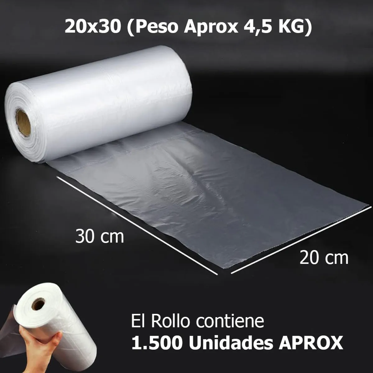 GENERICO - Rollo de Bolsas Plásticas Prepicadas 20x30