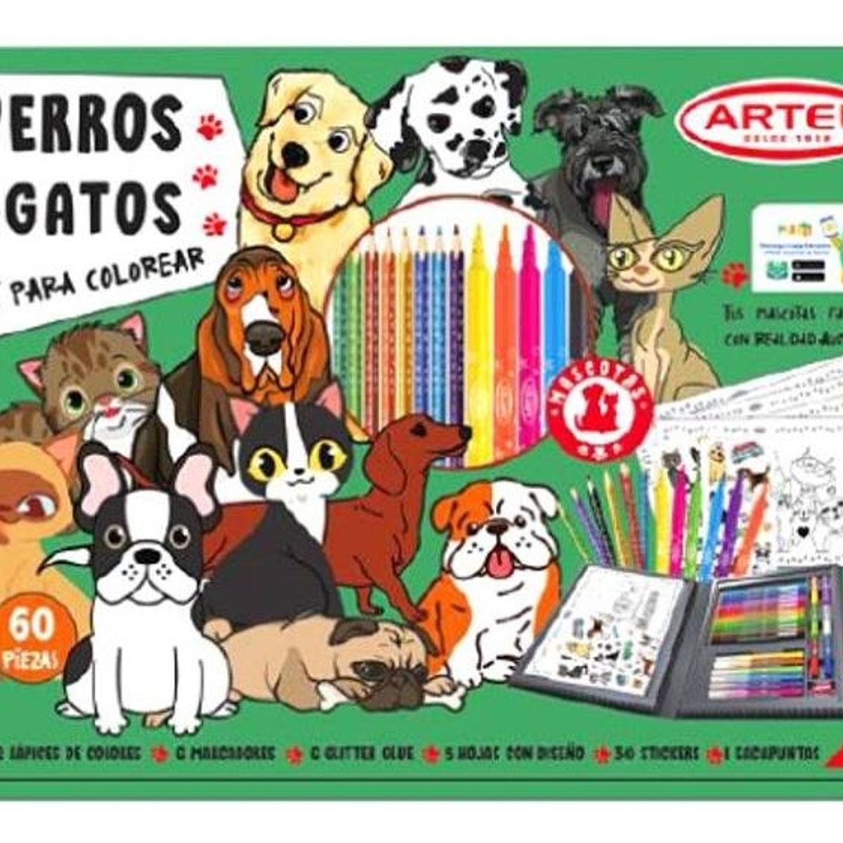 ARTEL - Pack Maleta Artel Perros y Gatos  + Libro Pinta a tu Pinta