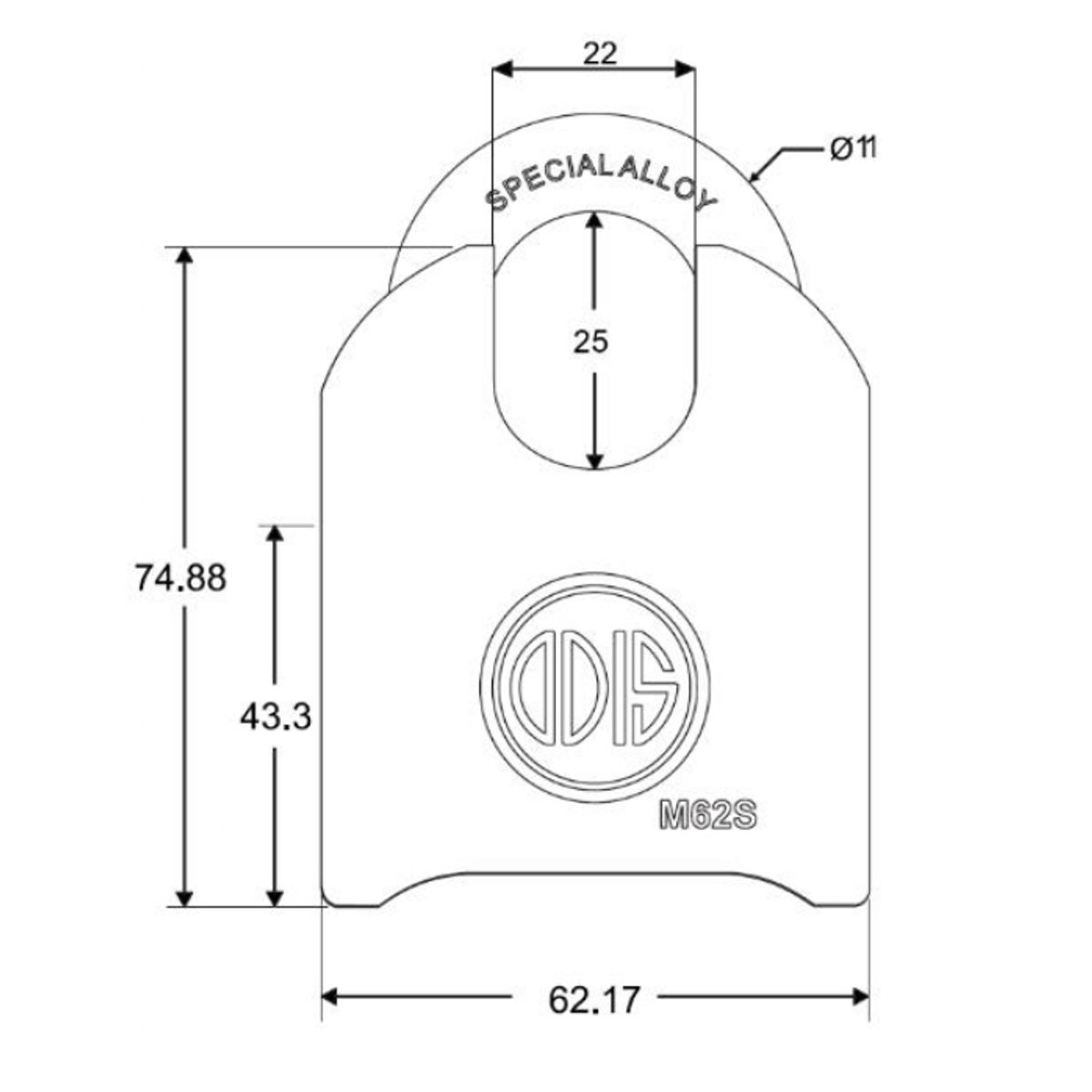 ODIS - Candado Odis M62SC 62mm Combinación con Hombros