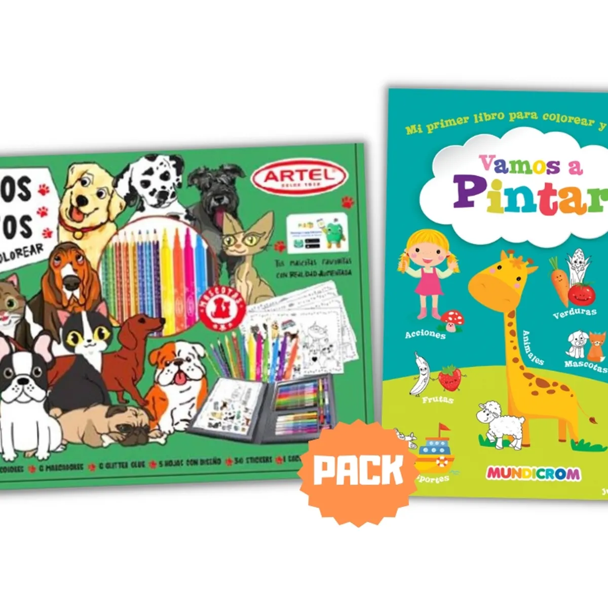 ARTEL - Pack Maleta Perros y Gatos  + Libro Vamos a Pintar