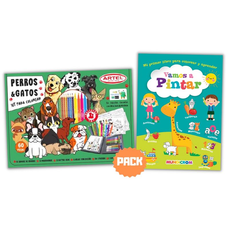 ARTEL - Pack Maleta Perros y Gatos  + Libro Vamos a Pintar