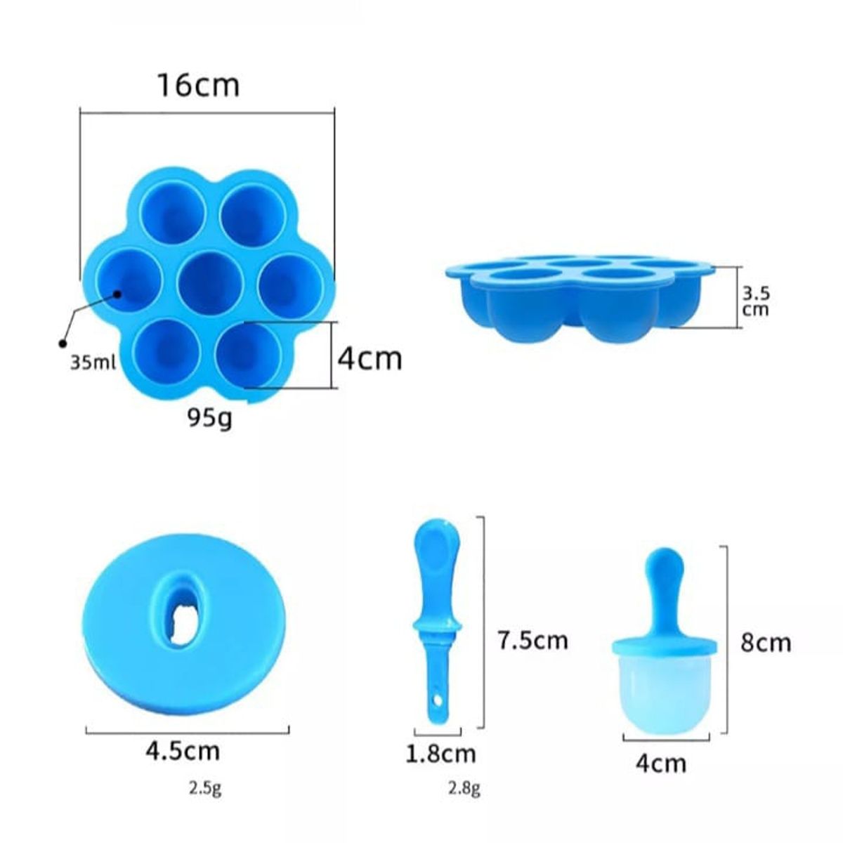 GENERICO - Molde Silicona para helado tamaño bebe Azul