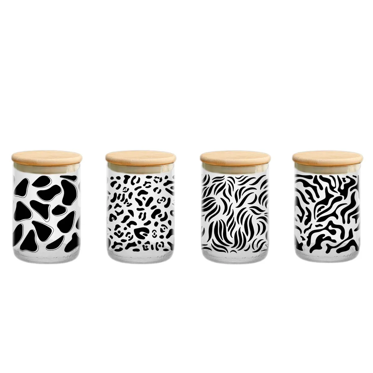 GREEN GLASS - Pack 4 Frascos Animal Print - 300cc