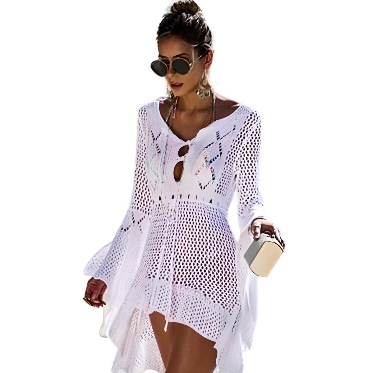 CRUSEC - Blusa Blanca Manga Larga De Mujer Talla Única