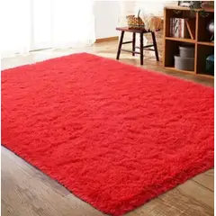 GENERICO - Alfombra peluda tipo Shaggy 300cm x 200cm Rojo