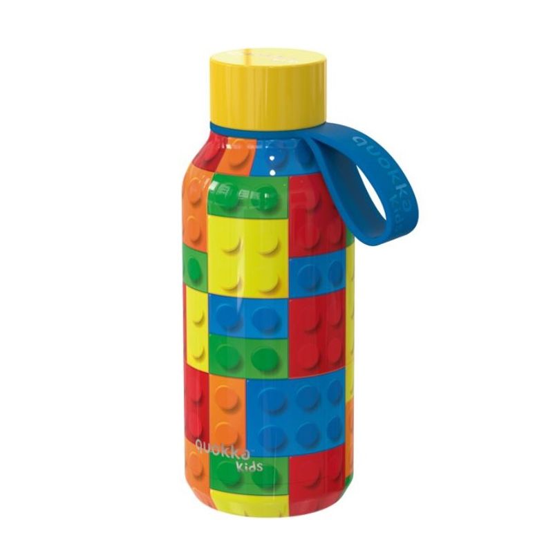 QUOKKA - QUOKKA KIDS STAINLESS STEEL BOTTLE SOLID WITH STRAP COLOR BRICKS 330 ML