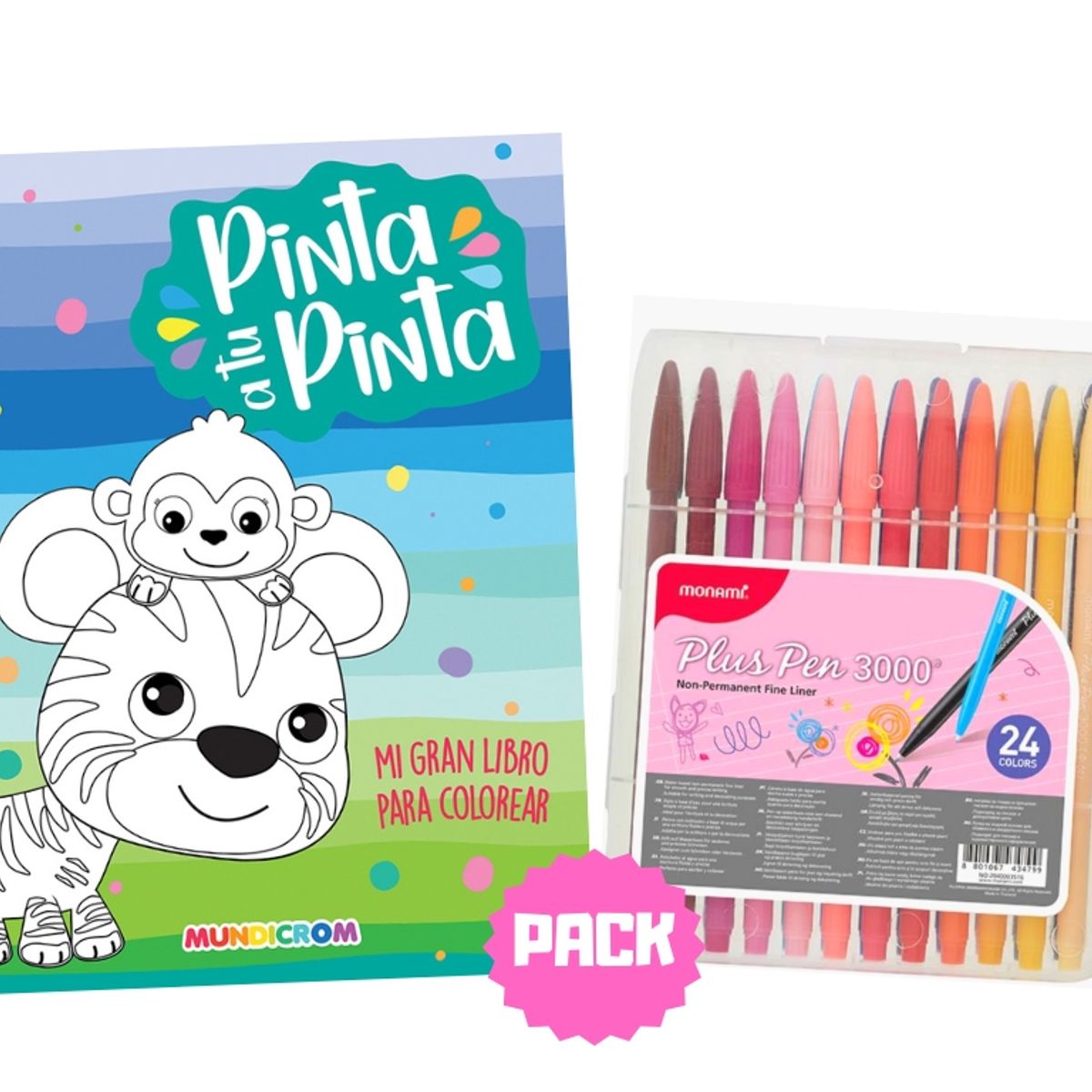 MUNDICROM - Pack 24 Lápices MONAMI + Libro Pinta a tu Pinta