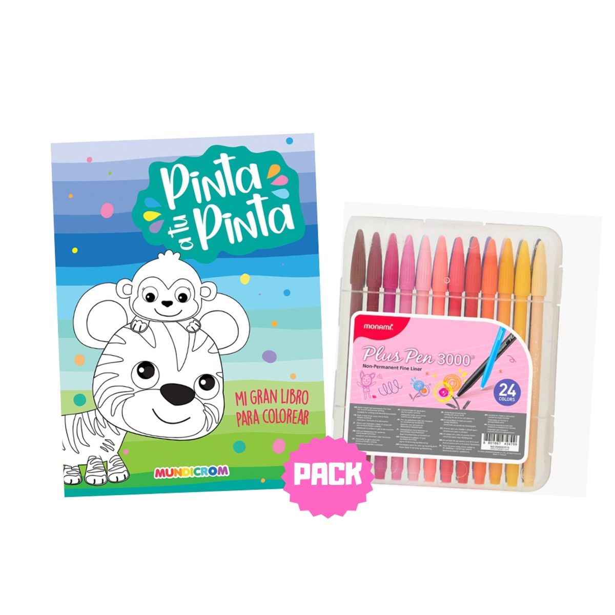 MUNDICROM - Pack 24 Lápices MONAMI + Libro Pinta a tu Pinta