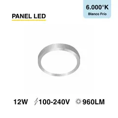 DEMASLED - Foco LED redondo Borde Niquelado Sobrepuesto 17cm 12W Luz Fría 220V