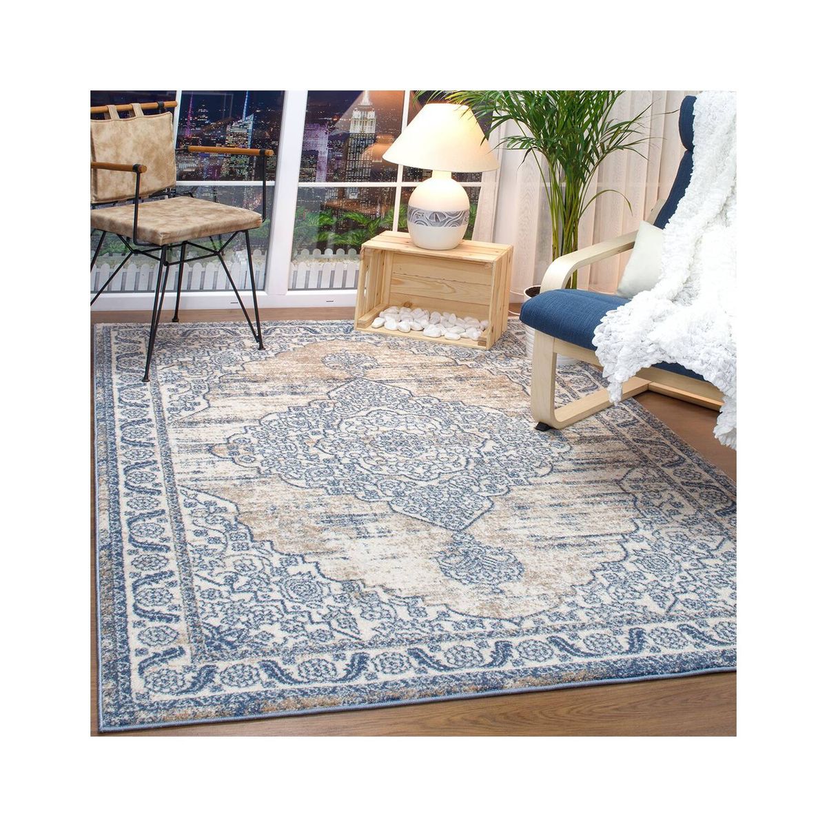 MODA ALFOMBRAS - ALFOMBRA FLORIDA AZUL 120X180CM