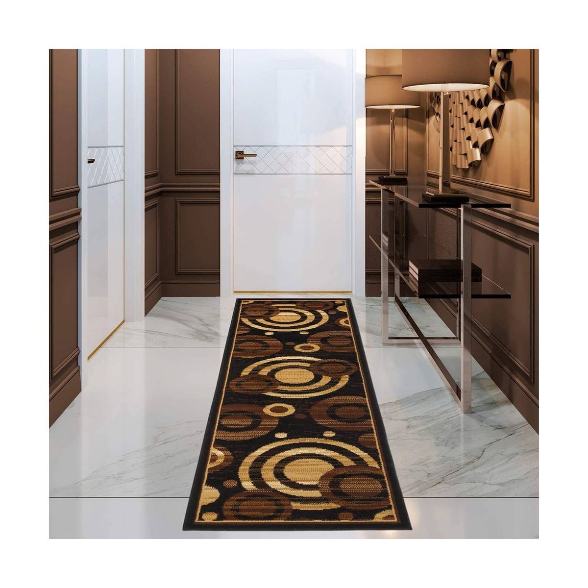 MODA ALFOMBRAS - ALFOMBRA PASILLO KASHAN KING NEGRA 66 cm x 430 cm