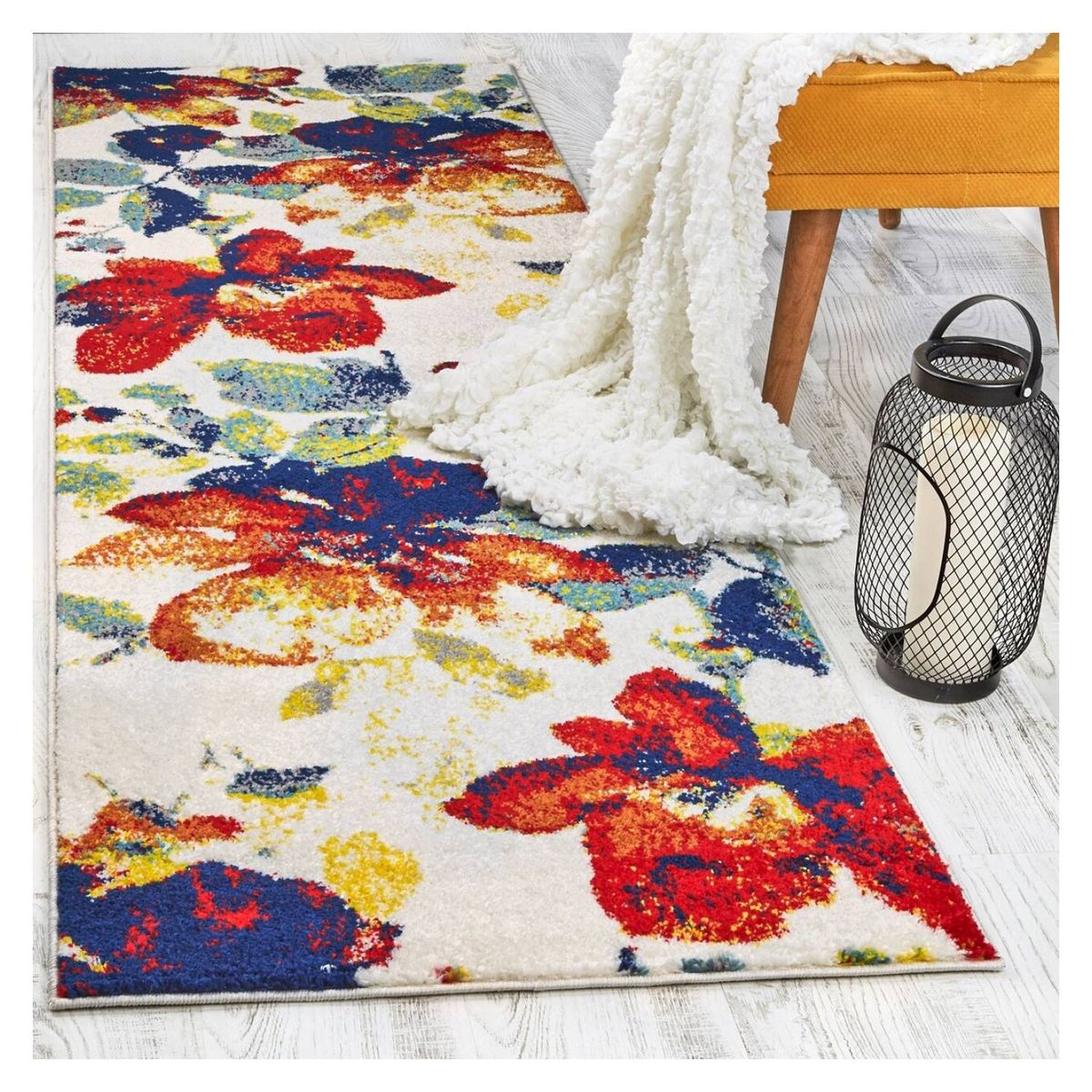 MODA ALFOMBRAS - ALFOMBRA FLORIDA BLANCA 70X230CM