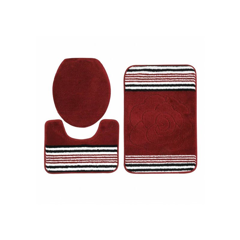 MODA ALFOMBRAS - Alfombra Para Baño Set Rojo 50 X 75 Cm