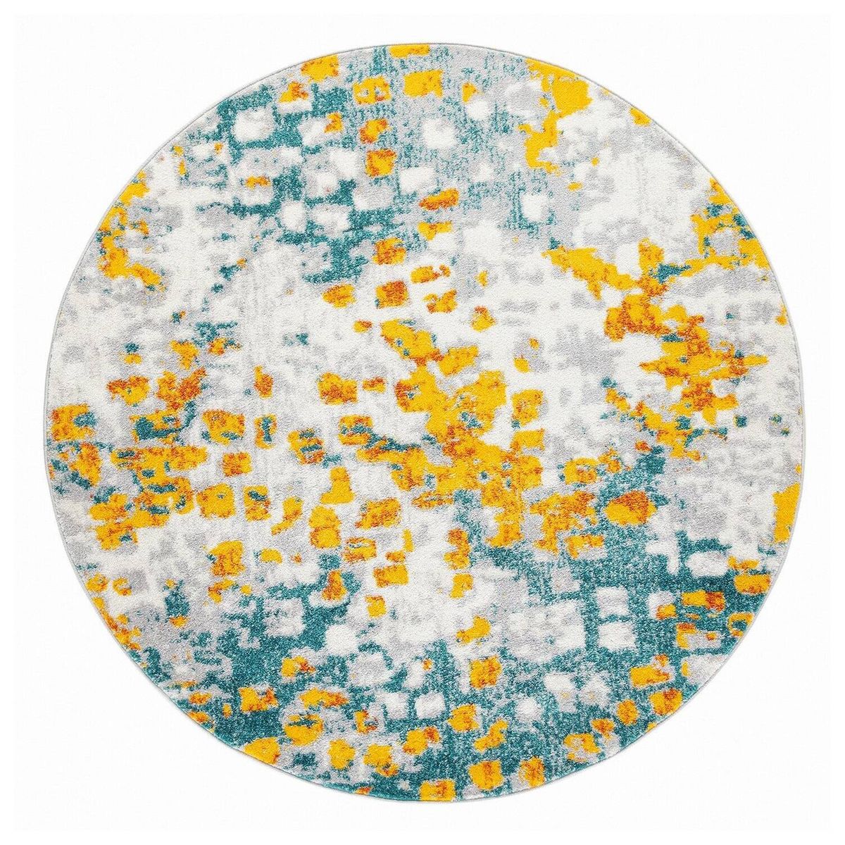 MODA ALFOMBRAS - Alfombra Redonda Florida Amarilla 160 X 160 Cm