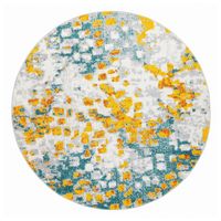 Alfombra Redonda Florida Amarilla 160 X 160 Cm