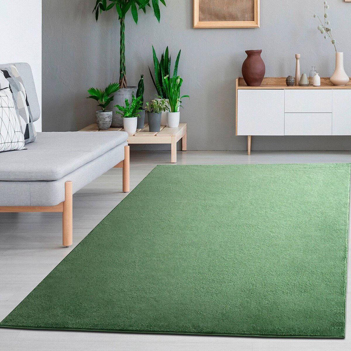 MODA ALFOMBRAS - Alfombra Florida Unicolor Verde 120 X 180 Cm