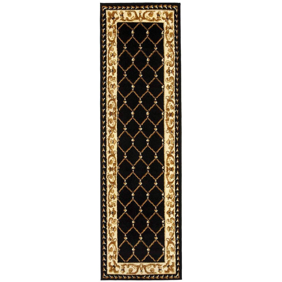 MODA ALFOMBRAS - ALFOMBRA KASHAN KING PASILLO NEGRA 61 x 213 cm.