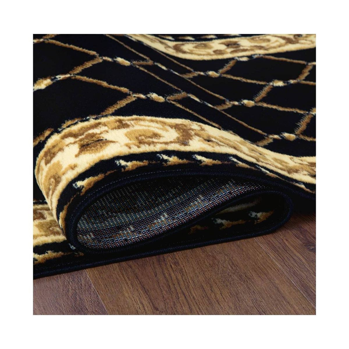 MODA ALFOMBRAS - ALFOMBRA KASHAN KING PASILLO NEGRA 61 x 213 cm.